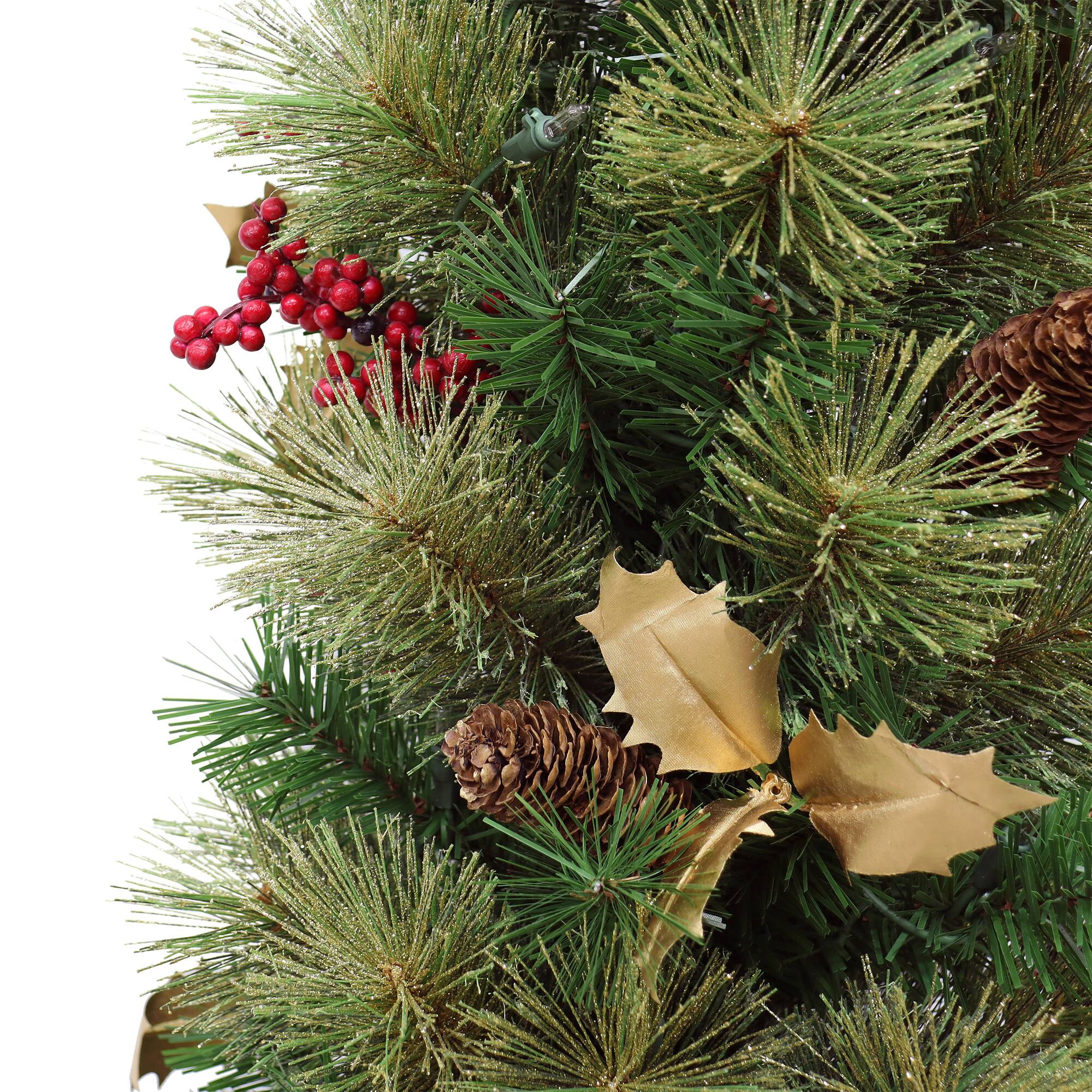 5ft. Pre-Lit Potted Glitter Artificial Tree, Clear Lights